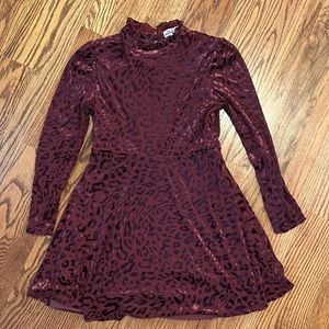 Sherman Girls, wine red leopard pattern dress (sz. 12)